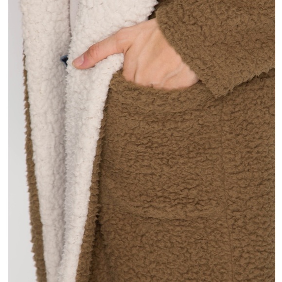 Soft Sherpa Hooded Fleece Robe Style Jacket - Picture 5 of 8